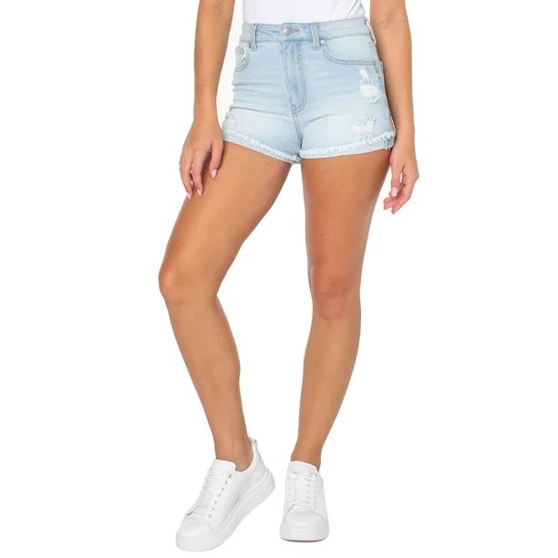 Celebrity Pink Women's Basic Fray Flip Cuff Shorts | Walmart (US)