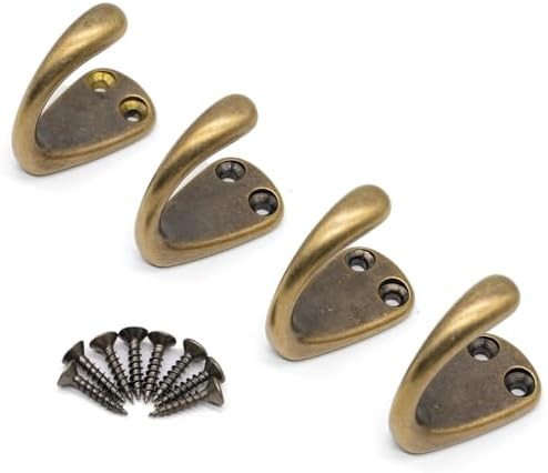 4PCS Vintage Bronze Coat and Hat Hook Classic Simple Hooks Wall Mounted Bath Stands for Hanging C... | Amazon (US)