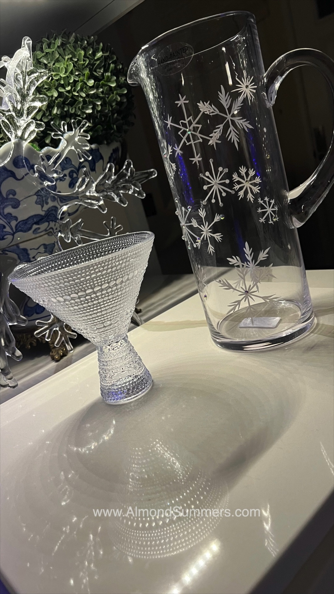 Here are some festive Christmas stemware to add to your holiday bar cart. This cute heavyweight Jupiter Martini glasses from Pottery Barn and Williams Sonoma  are the perfect party glasses. I mixed my drinks inside this fun clear glass snowflake pitcher.#LTKHoliday

#LTKSeasonal #LTKGiftGuide