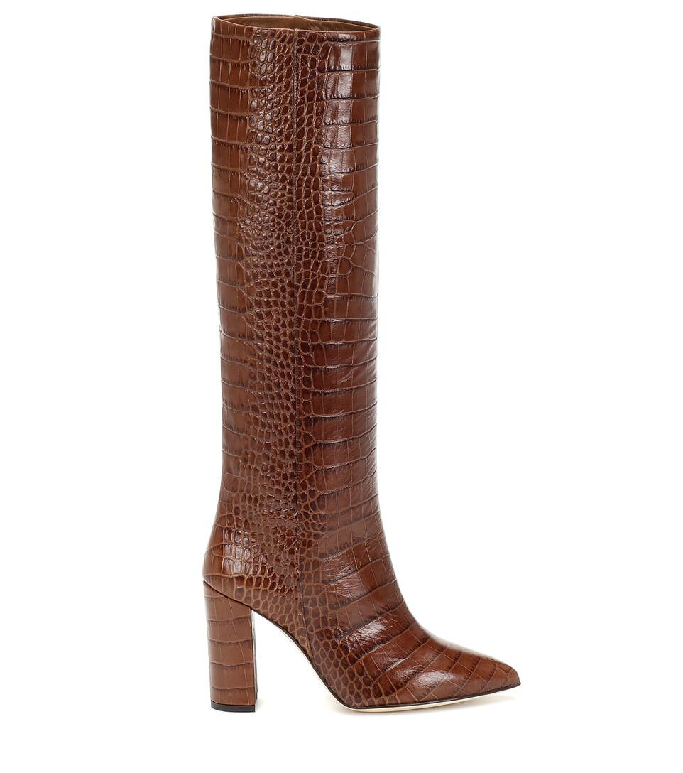 Croc-effect leather knee-high boots | Mytheresa (INTL)