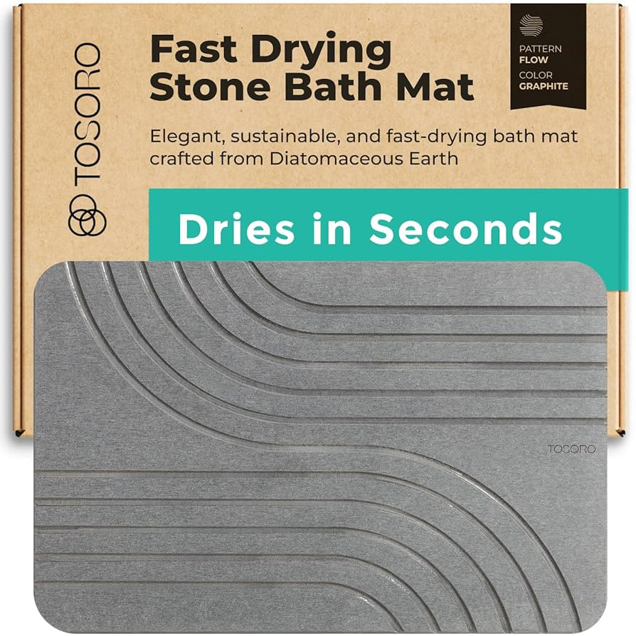 Stone Bath Mat, Diatomaceous Earth Non-Slip Stone Shower Mat - Quick Drying Absorbent Bath Mats f... | Amazon (US)