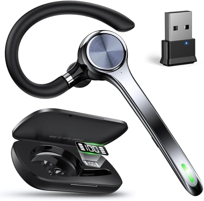 Ngsod Bluetooth Headset, Wireless Earpiece with Upgrade Noise Canceling Mic,500mAh Charging Case ... | Amazon (US)