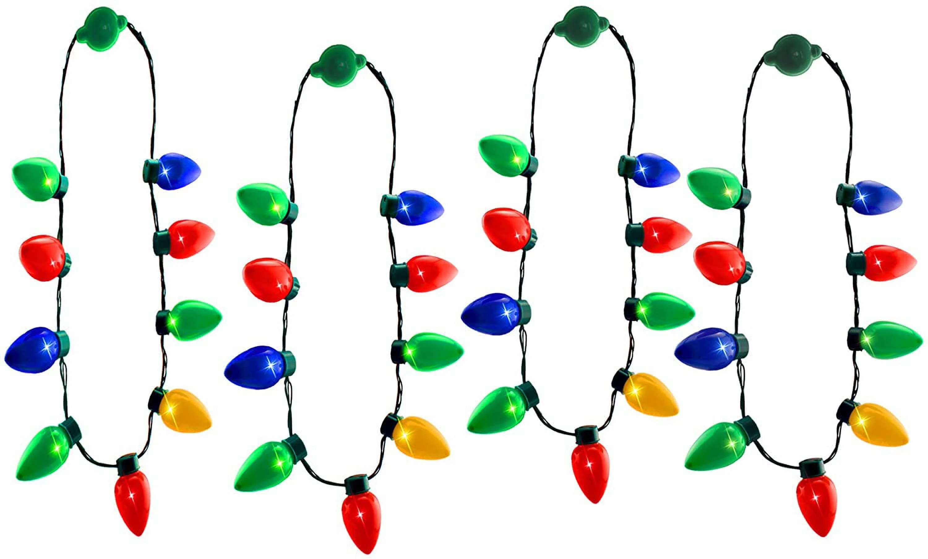 LED Light Up Christmas Bulb Necklace Party Favors (Family 4 Pack) | Walmart (US)