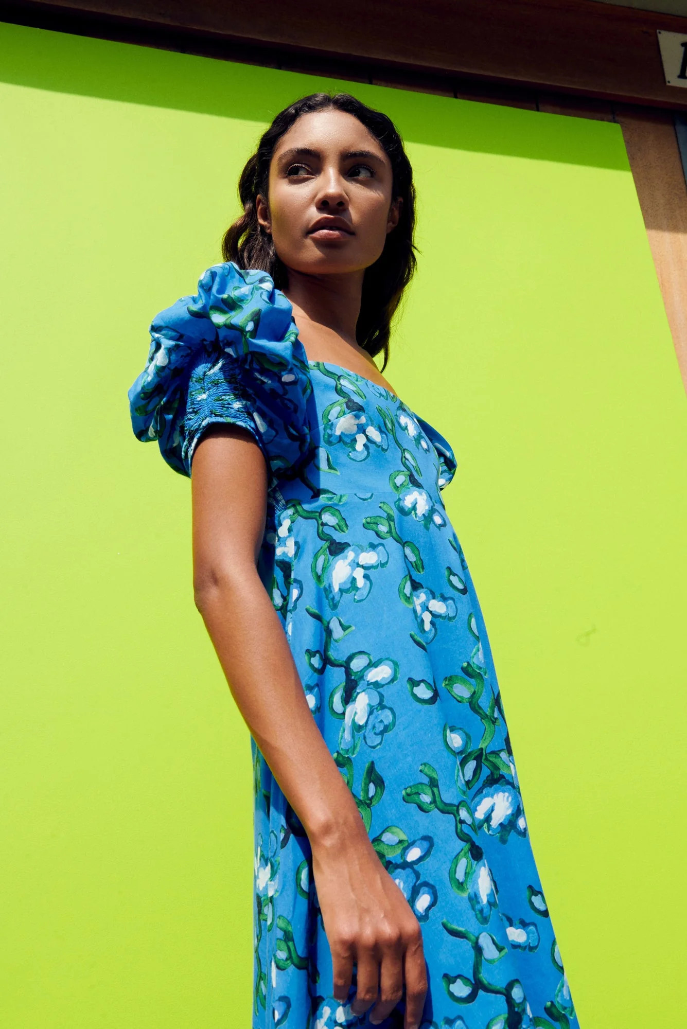 Calla Dress in Recuerdos Celeste Print | TUKE BAZAAR