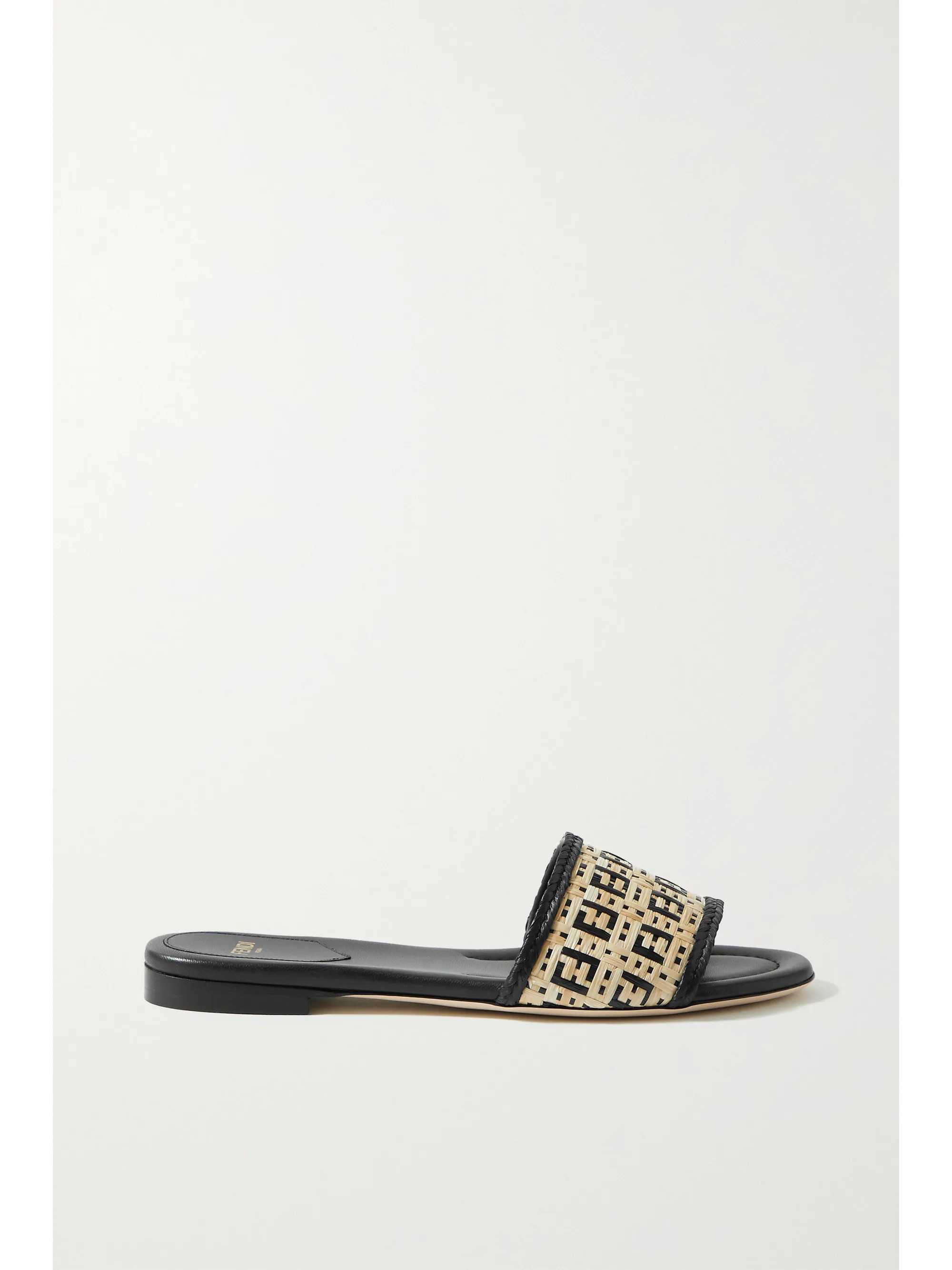 Black Woven raffia sandals | Fendi | NET-A-PORTER | NET-A-PORTER (UK & EU)