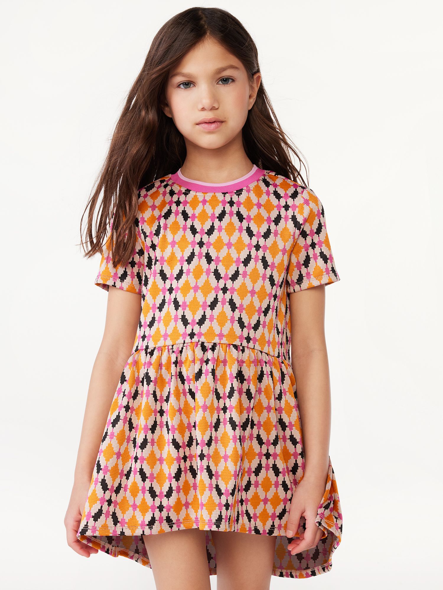 Scoop Girls Short Sleeve Fit and Flare Dress, Sizes 4-12 - Walmart.com | Walmart (US)