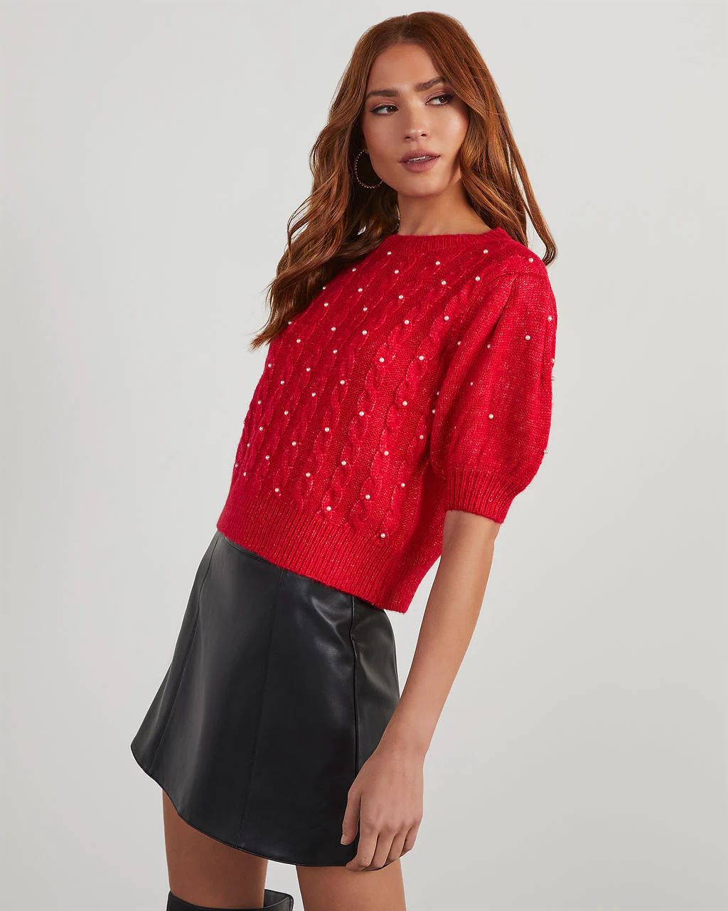 Sally Pearl Puff Sleeve Sweater | VICI Collection