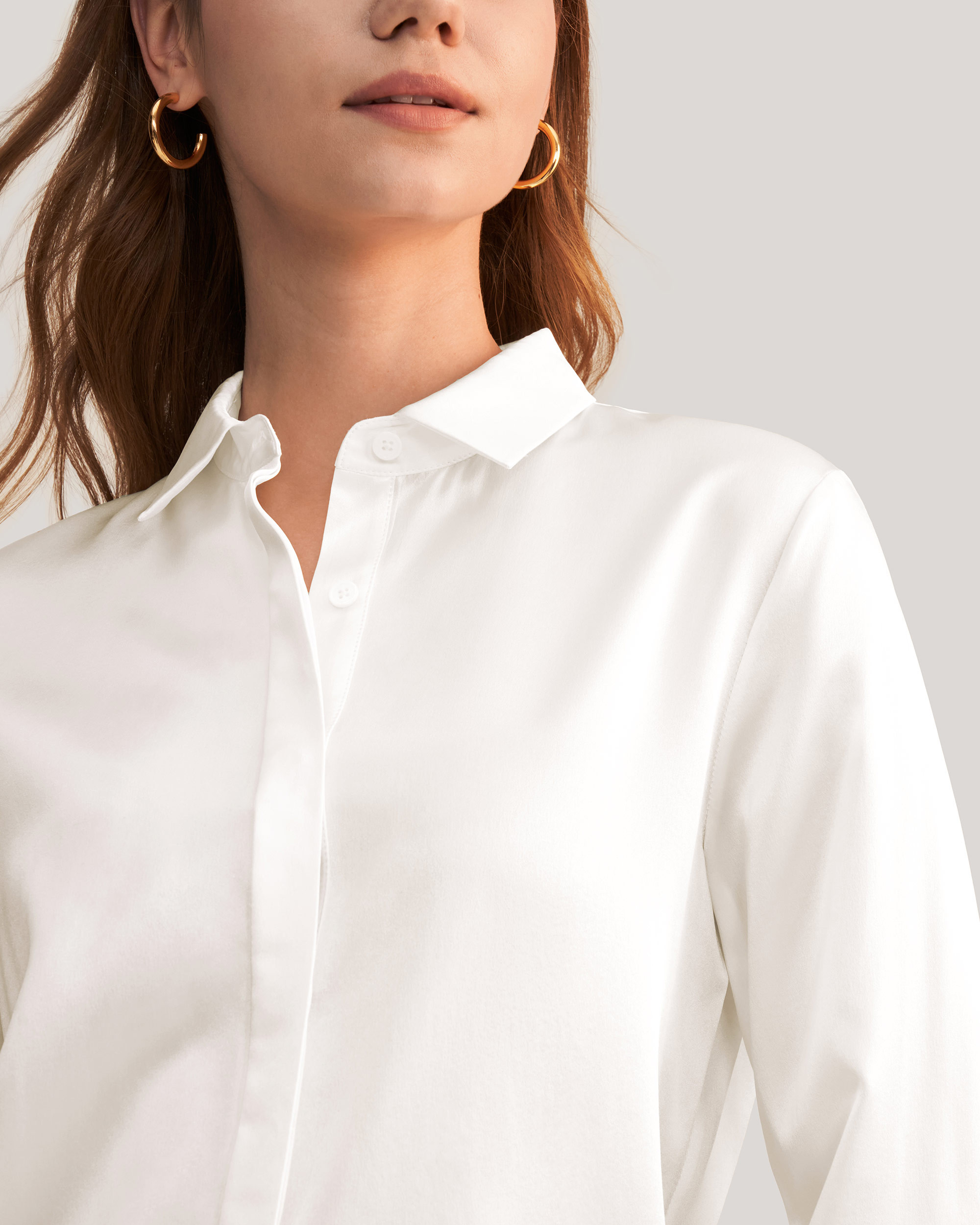 Basic Concealed Placket women Silk Shirt | LilySilk
