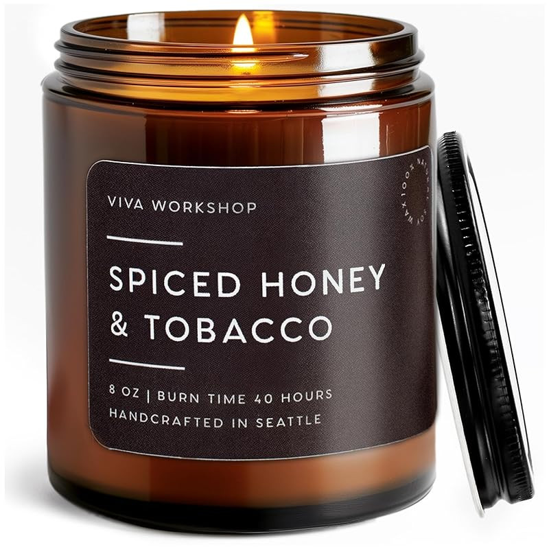 Spiced Honey & Tobacco Scented Candle for Home – Handcrafted in USA – Aroma Candle for Relaxi... | Amazon (US)