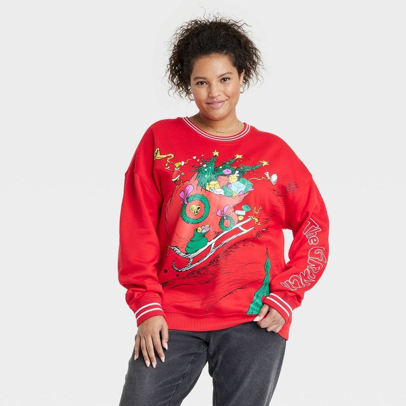 Women's The Grinch Collegiate Graphic Sweatshirt - Red | Target