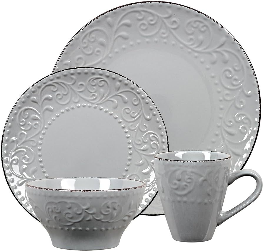 Lorren Home Trends LH527 Dinnerware Set for Entertaining, One Size, Gray | Amazon (US)