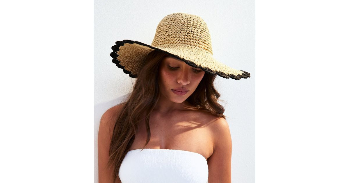 Stone Scalloped Edge Straw Hat | New Look | New Look (UK)