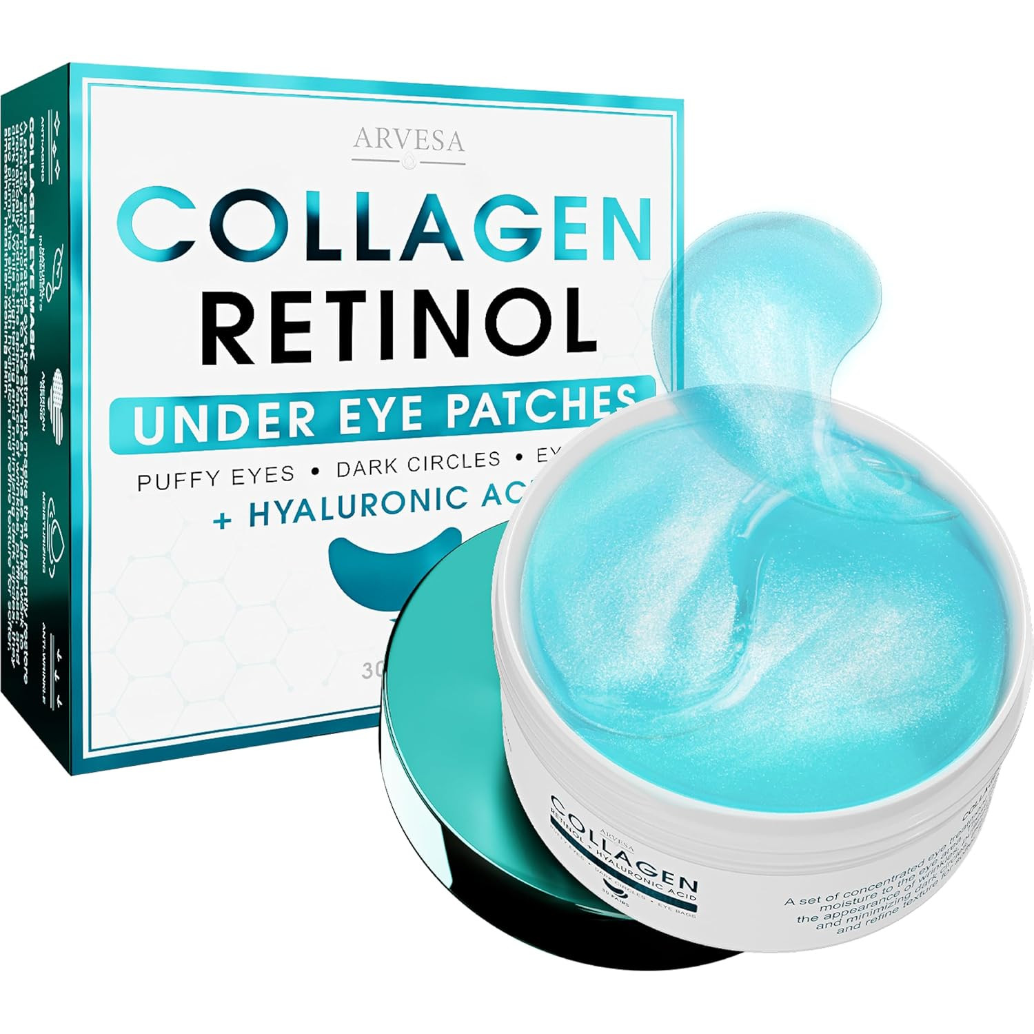 Under Eye Patches For Puffy Eyes And Dark Circles - Retinol Collagen Under Eye Masks - Reduce Wri... | Amazon (US)