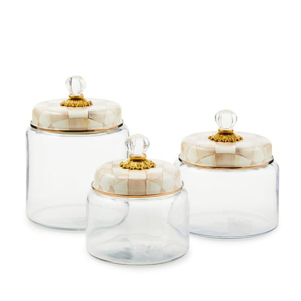 MacKenzie-Childs Mocha Check Kitchen Canister Set | MacKenzie-Childs