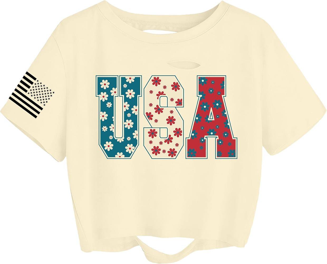 hohololo USA Crop Tops Women 4th of July Shirts Patriotic Shirt American Flag Tee Memorial Day Ts... | Amazon (US)