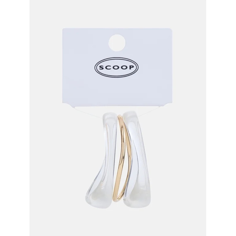 Scoop Women's Gold Tone & Acrylic Sculpted Bangle Bracelets, 3 Pieces | Walmart (US)