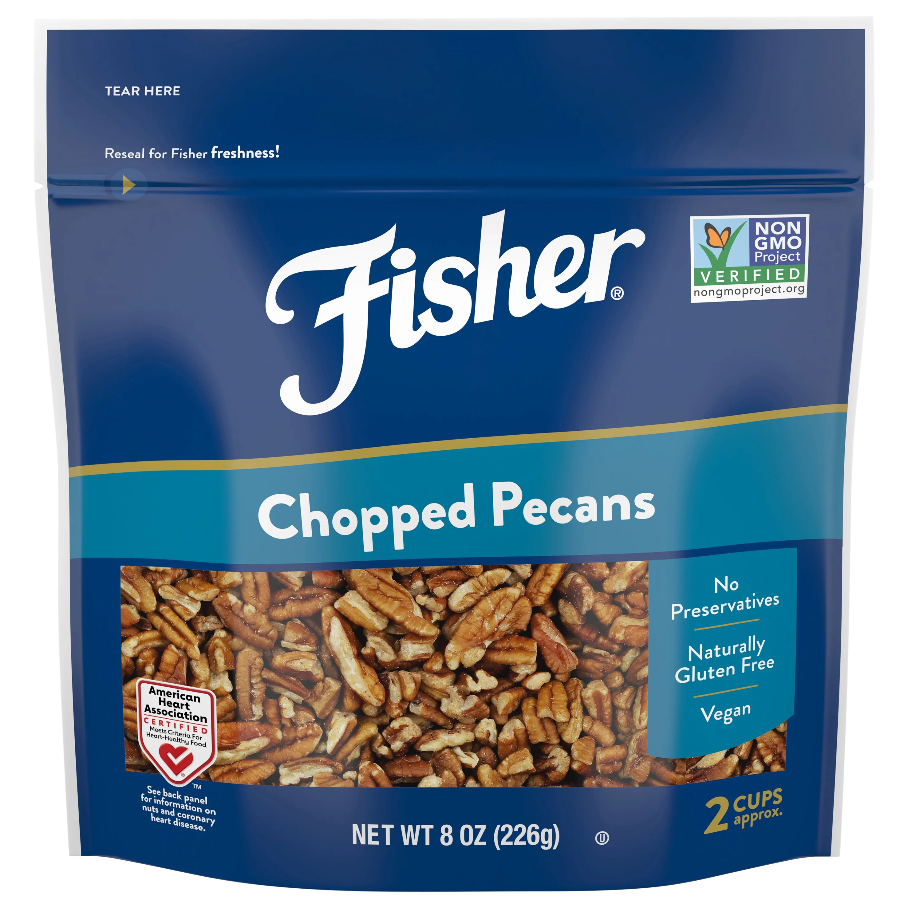 Fisher Chef's Naturals Gluten Free, No Preservatives, Non-GMO Chopped Pecans, 8 oz Bag | Walmart (US)