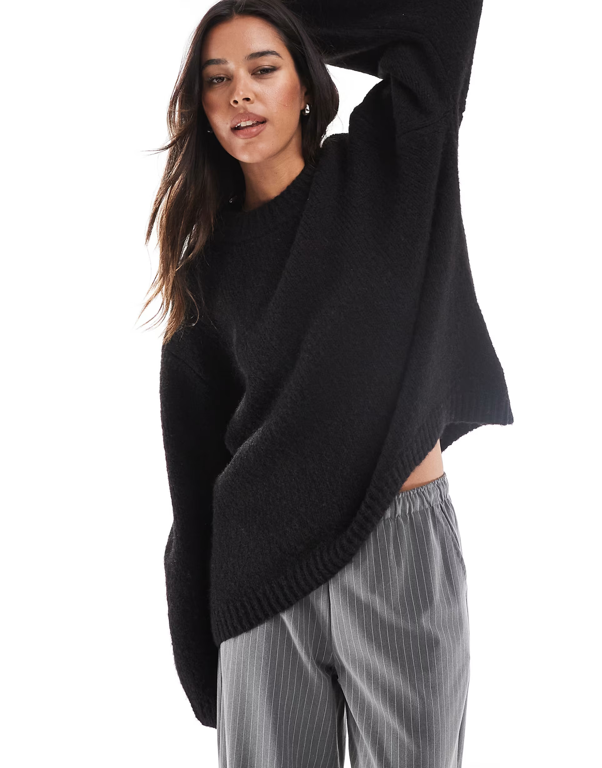 ASOS DESIGN oversized crew neck jumper in black | ASOS (Global)
