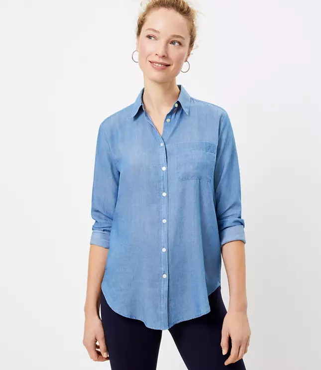 Chambray Tunic Shirt | LOFT | LOFT