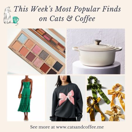 This week’s most popular finds on Cats & Coffee, featuring a new must have eyeshadow palette, a great wedding guest dress from Bloomingdale’s, hair accessories from Anthropologie, my go-to Le Creuset baker, and a cozy, oversized sweatshirt you’re going to love:

#LTKbeauty #LTKhome #LTKwedding
