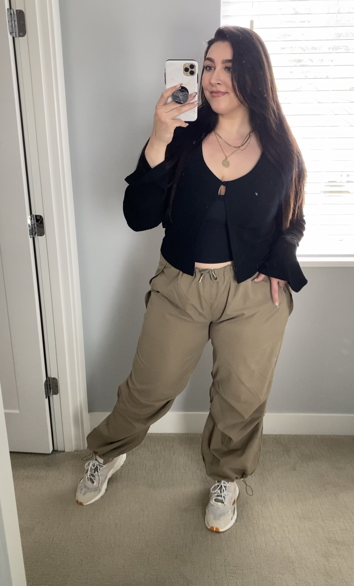 After a few duds, I finally found the BEST & most AFFORDABLE parachute pants if you want to try out the trend! The dancer in me is loving this look. 🔥 My cardigan is also on SALE + linked full outfit. If your legs match your booty & you’re tired of straight leg cargos, go TTS or size up 🆙 in these and you’ll thank me later. 😚 #ltksale #ltkathleisure #ltkmidsize #midsizefashion #ltkfashiontrends #parachutepants #cargopants #baggypants #womenscargopants 

#LTKfit #LTKcurves #LTKsalealert