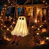 6 FT Hanging Ghost Decorations with Witch Hat and String Lights, Spooky Halloween Decorations for... | Walmart (US)