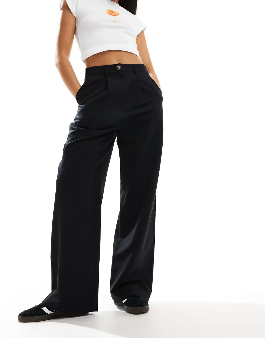 Miss Selfridge tailored wide leg trouser in black | ASOS (Global)