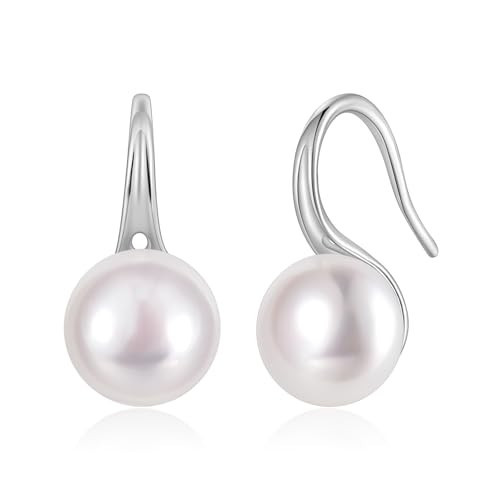 EAMTI Pearl Earrings for Women 925 Sterling Silver Freshwater Cultured Pearl Drop Earrings High Heels Dangle Hook Earrings | Amazon (US)