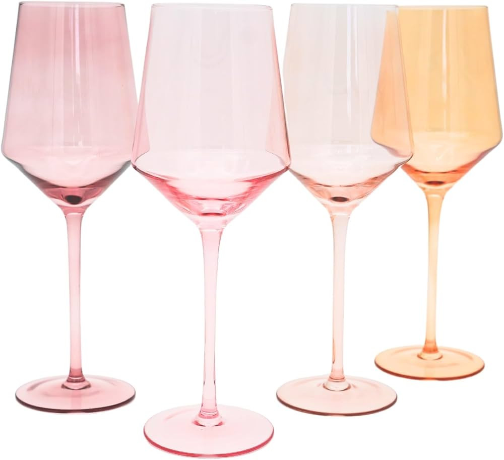 Amazon.com | Gracie Glass Set of 4 Stemmed Multicolor Wine Glasses | Colored Wine Glasses | Goble... | Amazon (US)