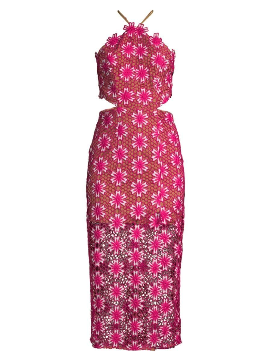 Elliatt Dymas Cut-Out Lace Midi-Dress | Saks Fifth Avenue