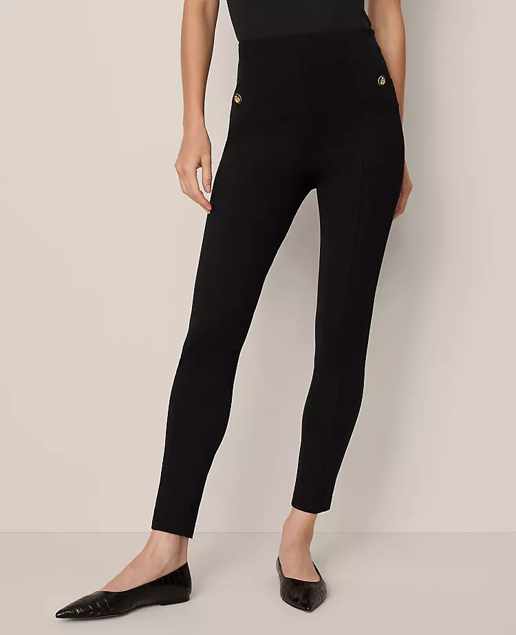 The Seamed Button Legging in Ponte | Ann Taylor