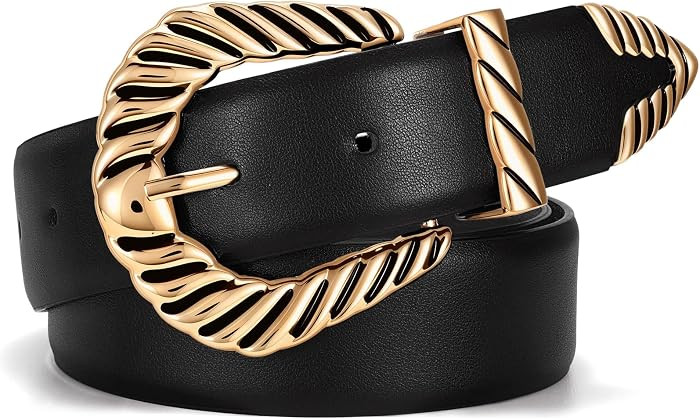 XZQTIVE Western Belt for Women, Modern Rodeo Cowboy Cowgirl Belts, Country Leather Belt Gold Buck... | Amazon (US)