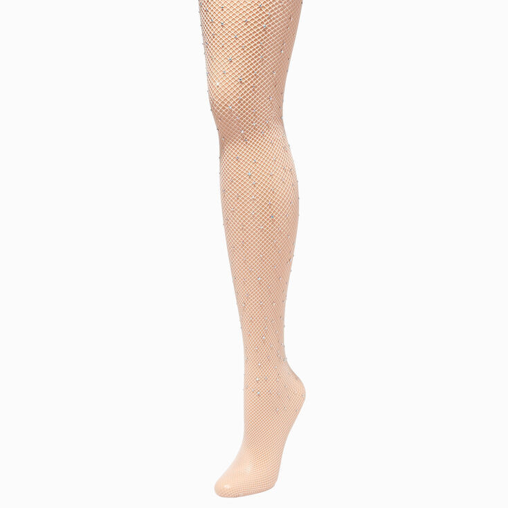 Rhinestone Nude Fishnet Tights - Size M/L | Claire's (US)