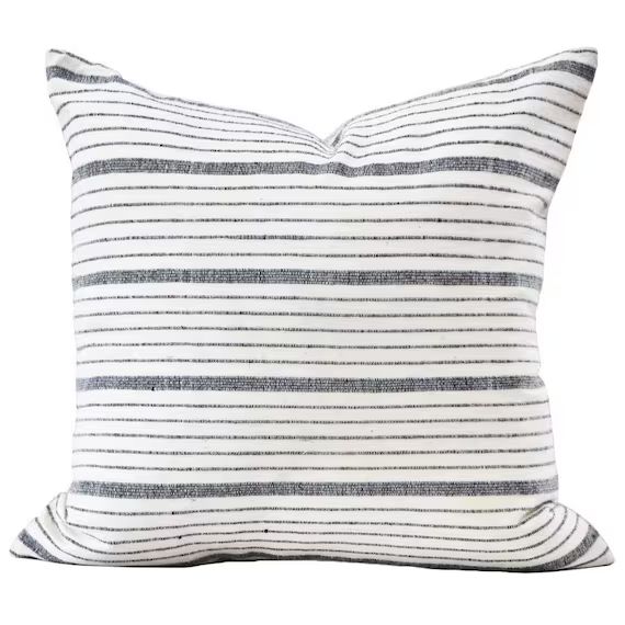 Read the full title
    Kufri Cusco Stripe Pillow Cover in Natural // Black White Gray Striped Pi... | Etsy (US)