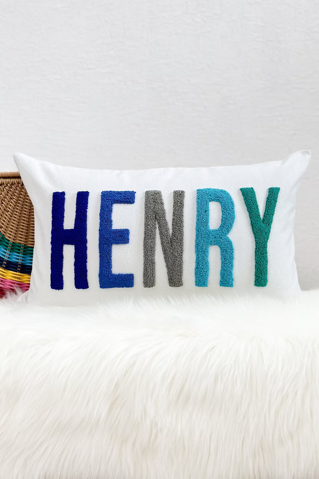 Personalized Baby Boy Room Name Pillow Cover, Baby Boy Nursery Pillow, Punch Needle, Boy Kid Gift... | Etsy (US)