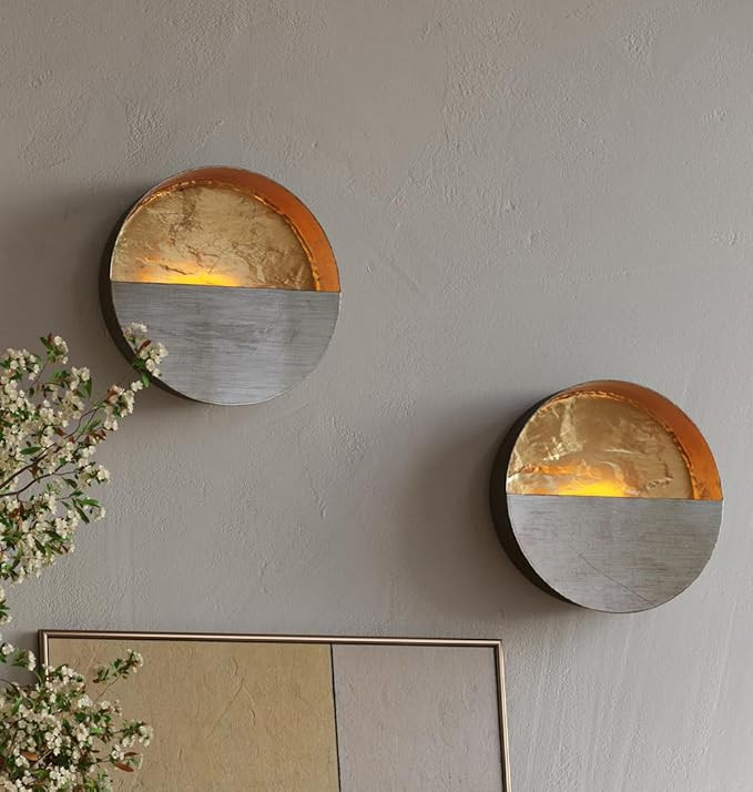 NativeSkins Eclipse Metal Wall Sconce Candle Holder Decoration - Set of Two, for Living Room, Bat... | Amazon (US)