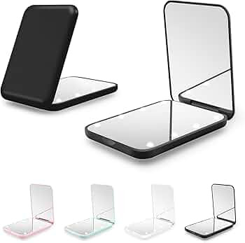 Compact Mirror, 1X/3X Magnification LED Pocket Mirror with Nternal BIattery, Black Mini Mirror fo... | Amazon (US)