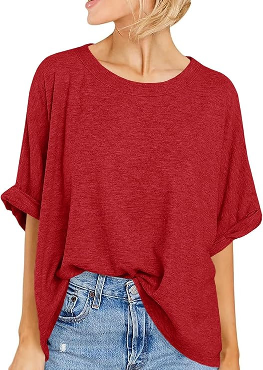 Women Oversized T-Shirt Summer Casual Short Sleeve Loose Tee Tops | Amazon (US)