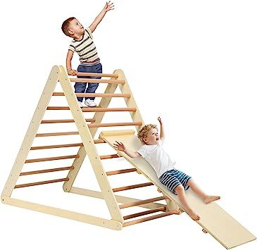 HONEY JOY Triangle Climber with Ramp, 2-in-1 Indoor Toddler Climbing Triangle Set with Ladder & S... | Amazon (US)