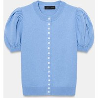 Zara - Short Puff Sleeve Cardigan - Light Blue - S - Woman | Zara US