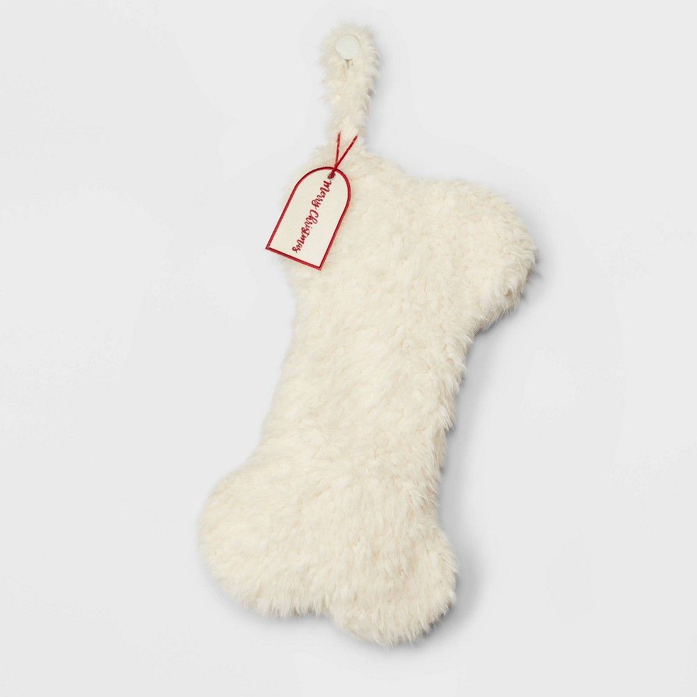 Sherpa Dog Bone Christmas Stocking White - Wondershop | Target