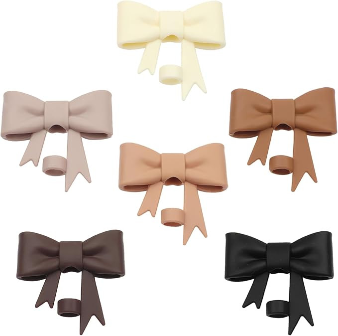 6Pcs Silicone Straw Toppers Covers for Stanley Cups 40/30oz 10mm(0.4in) Dust-Proof Bow Straw Cove... | Amazon (US)