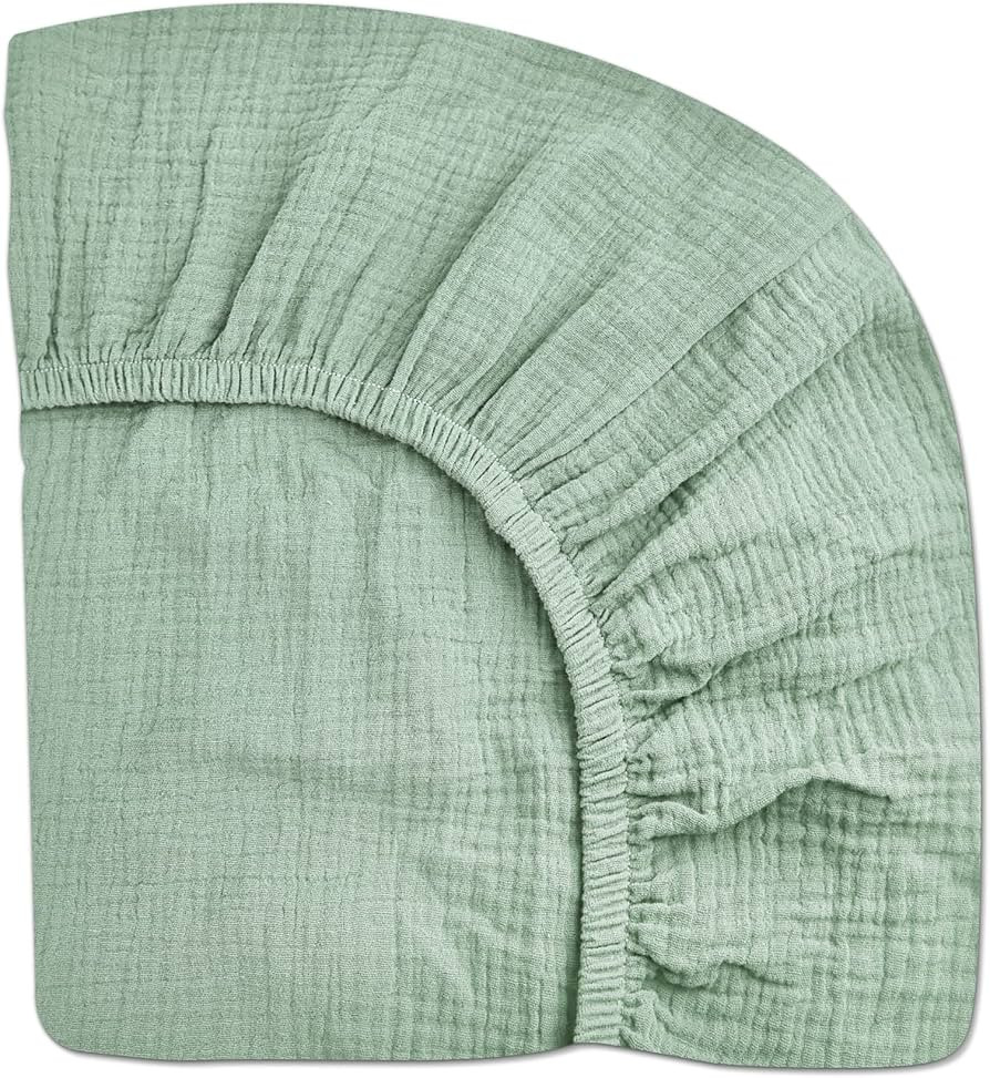 Mini Crib Sheets for Baby, Fitted Pack N Play Mattress and Mini Cribs 24" x 38", Neutral Muslin C... | Amazon (US)