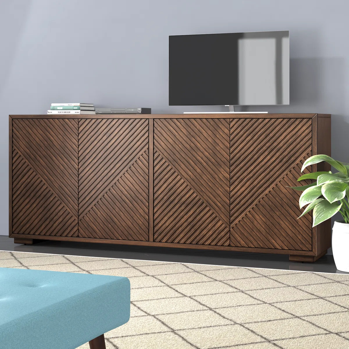 The modern Annamari TV stand is a stylish solution for your entertainment needs, accommodating TV... | Wayfair North America