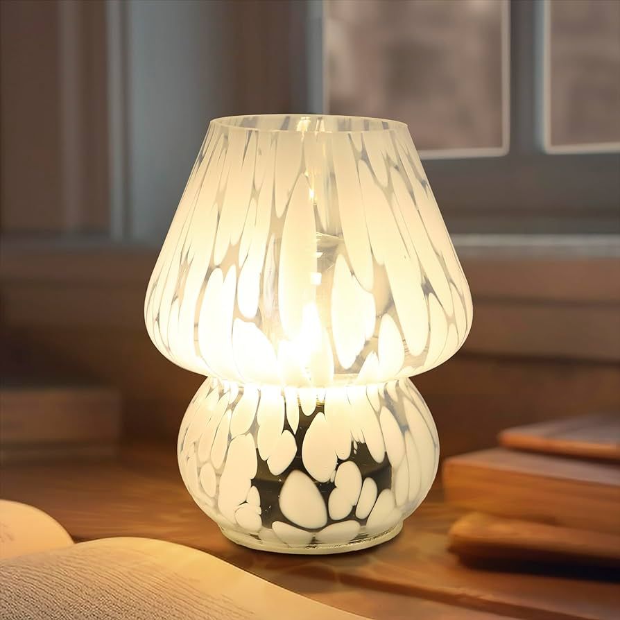 Mushroom Lamp Cordless, Cute Table Lamp for Bedroom Nightstand Soft Light White, Adjustable Light... | Amazon (US)
