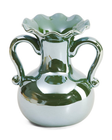 8.5x7x9.5 Electroplated Ceramic Vase With Handles | TJ Maxx