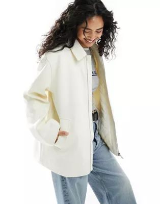ASOS DESIGN quilt lined harrington jacket in cream | ASOS | ASOS (Global)