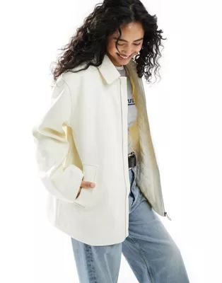 ASOS DESIGN quilt lined harrington jacket in cream | ASOS | ASOS (Global)