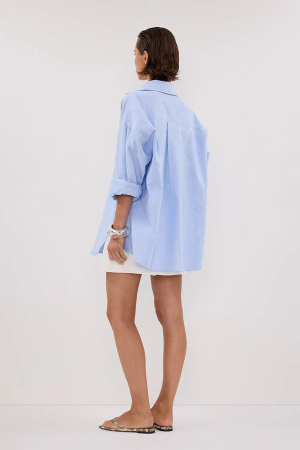 RHEA BLUE OVERSIZED COTTON SHIRT | DISSH