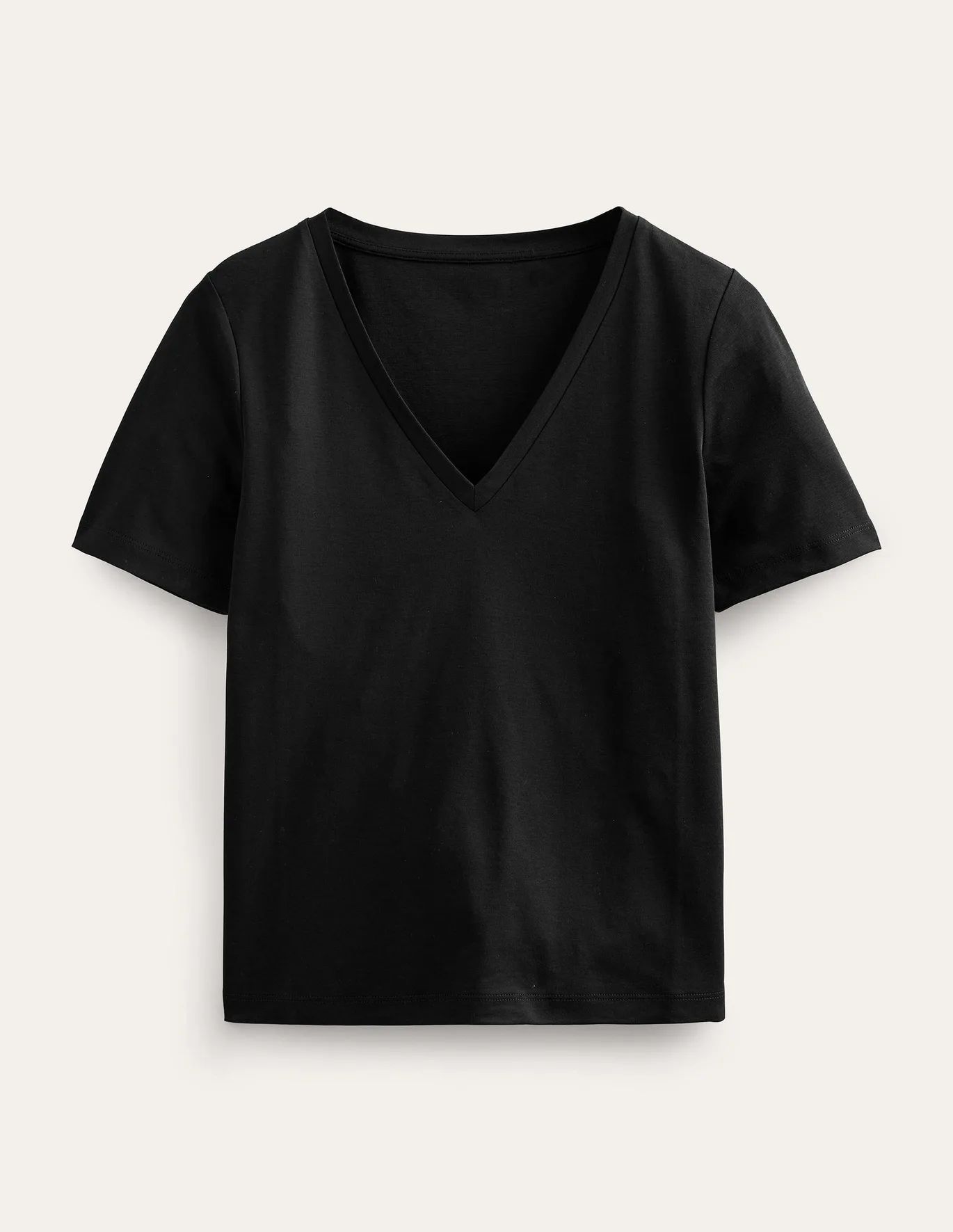 V-Neck Boxy T-Shirt - Ivory / Navy Stripe | Boden EU | Boden (UK & IE)